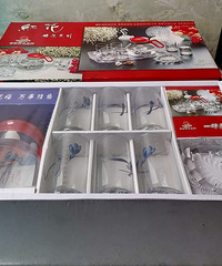 全新红花品牌十件套套装水晶玻璃水具