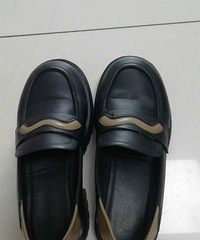 黑色英伦风系带皮鞋春秋款'真乐福鞋厚底圆头低跟鞋3738码女