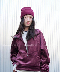 全新LULULEMON SCUBA 石榴红丝绒