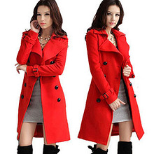 包邮秋冬新品 风衣女外套 韩版大码修身保暖羊