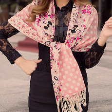 卓朵韩版超长流苏彩格子围巾冬季保暖仿羊绒七