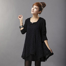 艾卓衣新品韩版特大码女装 胖mm秋装 圆领外