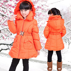 反季童装 女童冬装儿童棉袄外套 韩版中大童长
