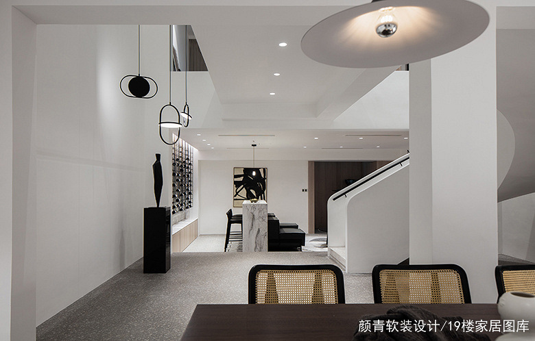 奥园壹号 450方 旋转艺术楼梯装修效果图
