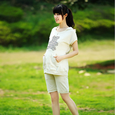 孕妇大叔*韩版孕妇运动套装 韩国孕妇装夏装两