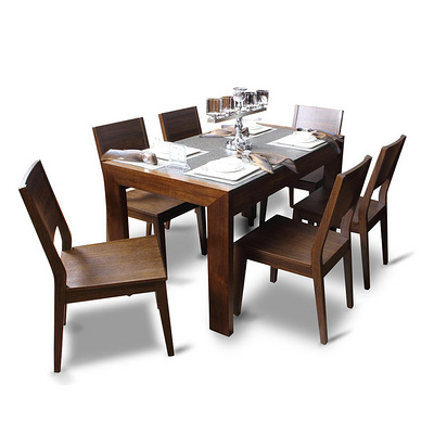 简迪 中式餐厅家具 实木餐桌 火烧石餐台 玄武石