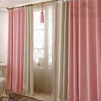 鑫温帘波 简欧顶级平板拼接遮光窗帘 客厅卧室