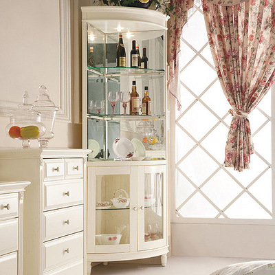 德家 韩式家具1 田园 角柜 酒柜 实木 三角柜 白