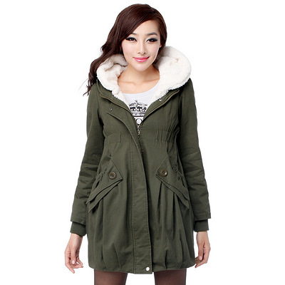 艾欧唯 2012冬装新款 韩版女装军绿长款棉服加