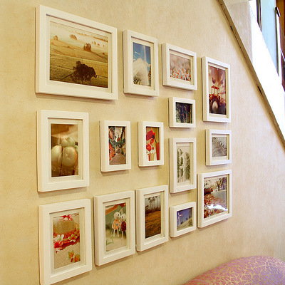 智尚 相框创意组合 现代客厅相框墙 实木照片墙