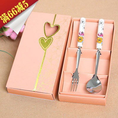 创意实用生日小礼品情侣咖啡甜点餐具粉色中秋