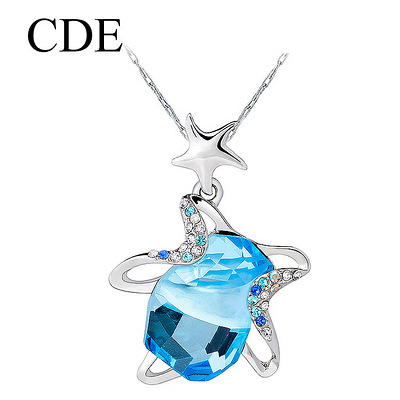 CDE正品 海洋之心毛衣链 星星水晶项链 施华洛