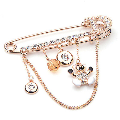 娜 品牌水钻别针 流苏小熊领针 水晶胸针 韩版胸