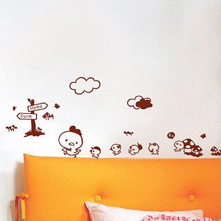 可爱动物墙贴 房间装饰儿童房卧室 可移除温馨