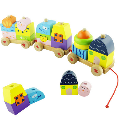 儿童玩具 木质2-4岁婴儿拖拉玩具车 宝宝早教益