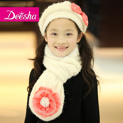 DEESHA笛莎女儿童保暖 韩版公主围巾帽子套