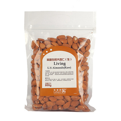 乐活氏美国生机大杏仁生巴旦木800g 无壳超值