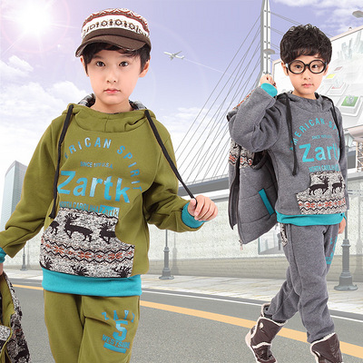 反季童装冬装 2012男童卫衣套装 中大童韩版夹