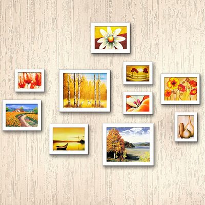 全悦 实木<em>照片墙 10</em>框小清新相框墙 创意家居组