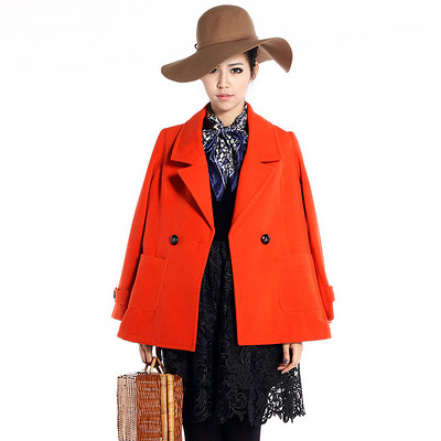 muveil2012秋冬新款 女装韩版斗篷 中长款毛领