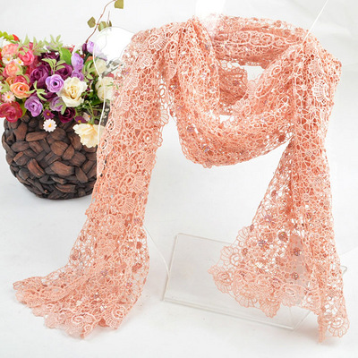 紫宝 zibao 纯手工纯色勾花亮片 防晒围巾披肩