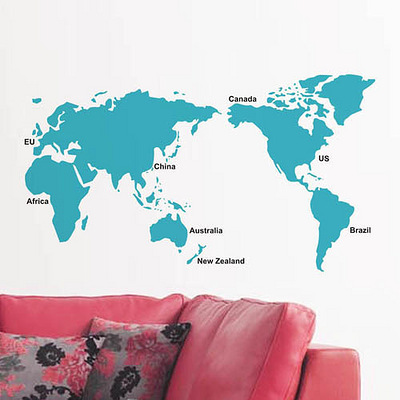 酷卡乐《世界地图》涂鸦墙贴沙发墙卧室浴室墙