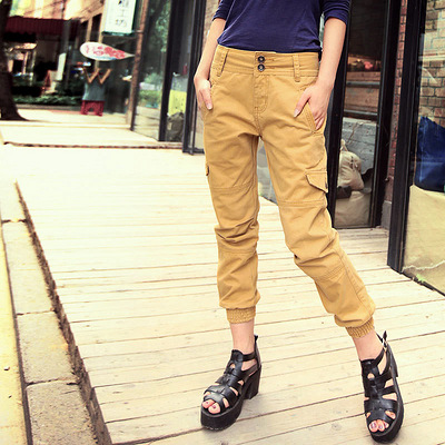 安都2012秋新款女装韩版多口袋脚口橡筋宽松