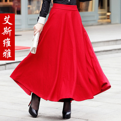 2012新品 欧美风加厚 羊毛呢长裙 半身裙 3.2米