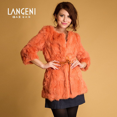 兰杰尼 海宁兔毛皮草毛毛外套 女 新款2012 中