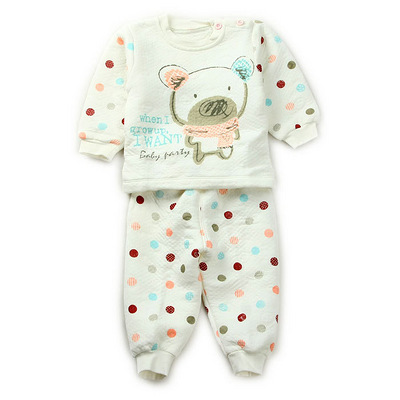 贝比派迪 秋冬婴儿童装男孩加厚保暖睡衣服 男