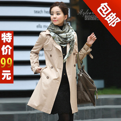 韩版女装春秋装风衣 女式新款长款显瘦大衣 大