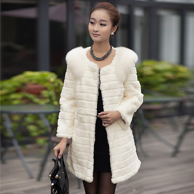 兔毛皮草外套新款2012海宁特价正品兔绒女中