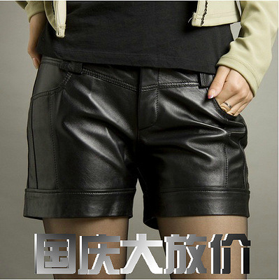 秋冬新款海宁<em>短裤</em> 秋冬 <em>女士真皮</em>绵羊<em>皮短裤</em> 中