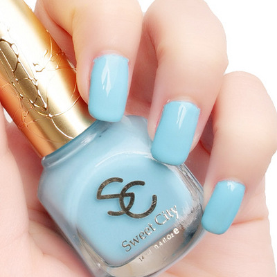 正品Sweet City环保漆光指甲油 糖果色浅粉蓝M
