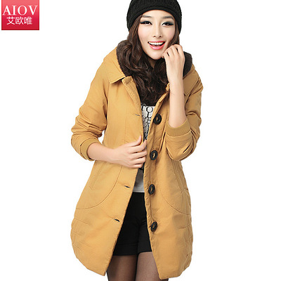 艾欧唯 2012新款韩版冬装 气质翻领中长款韩版