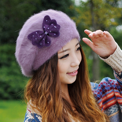 女士帽子秋冬季帽子女韩版毛线帽子冬天贝雷帽