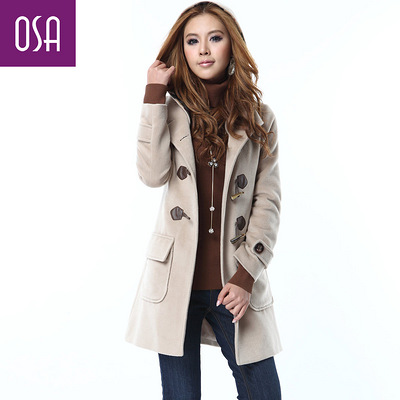 OSA秋冬季品质女装韩版修身长款 毛呢外套女