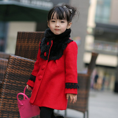 童装 女童 冬装 2012 儿童衣服韩版呢子大衣 中