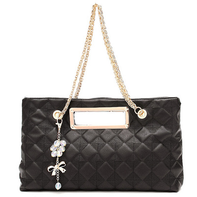 新款休闲女包 韩版链条包 涤纶学院风 绣花格子