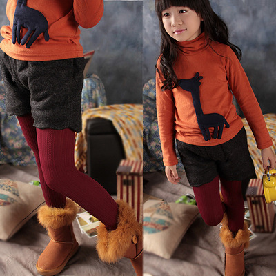 2012秋冬新款女童纯色<em>毛呢</em>保暖<em>短裤</em>女童<em>儿童</em>