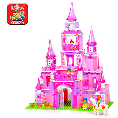 小鲁班拼插积木 粉色梦想公主城堡 儿童拼装益