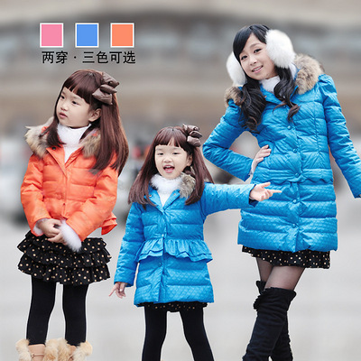 怡贝贝女童羽绒服中长款外套品牌亲子装 2012