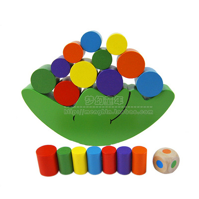 正品月亮平衡彩色叠叠乐儿童木制益智玩具早教