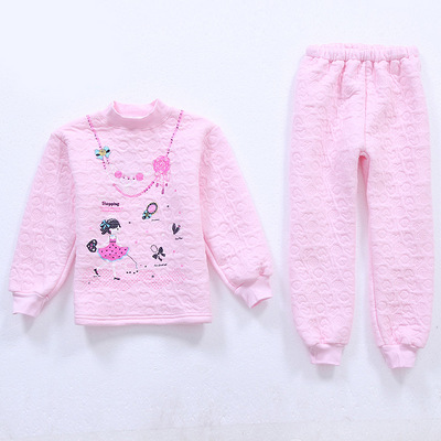 小蚂蚁三层保暖儿童内衣套装 纯棉睡衣秋冬童