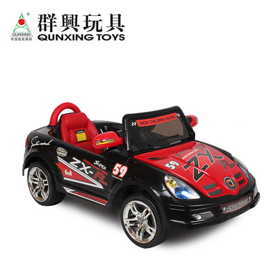 群兴儿童电动车遥控四轮奔驰跑车 玩具车可坐