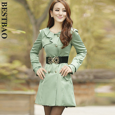 特价春装 新款风衣女韩版女装外套女双排扣修