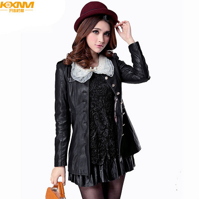 开心柠檬女士皮衣中长款水洗皮女装2013春装