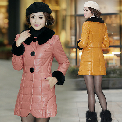 2012冬装新款大码女装韩版女式中长款棉皮衣