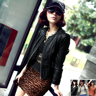 黛水<em>依衣</em>2012秋装OL气质pu皮衣皮夹克女装新