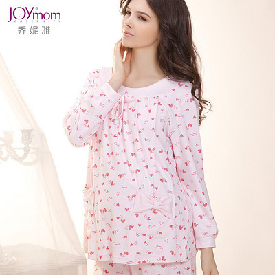 孕妇睡衣纯棉孕妇哺乳衣 秋款月子服 乔妮雅喂